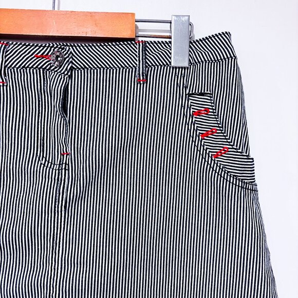 GRENIER Navy & White Striped Skirt – Casual Stretch Cotton | Size 9 * - Picture 4 of 6